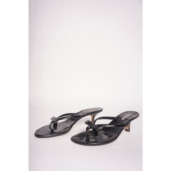 Manolo Blahnik Black Bow Sandals